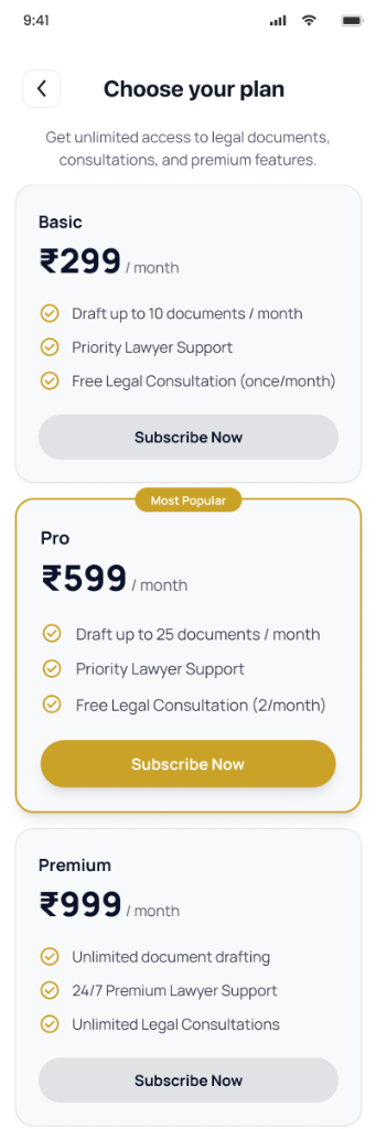 Subscription Plans Step